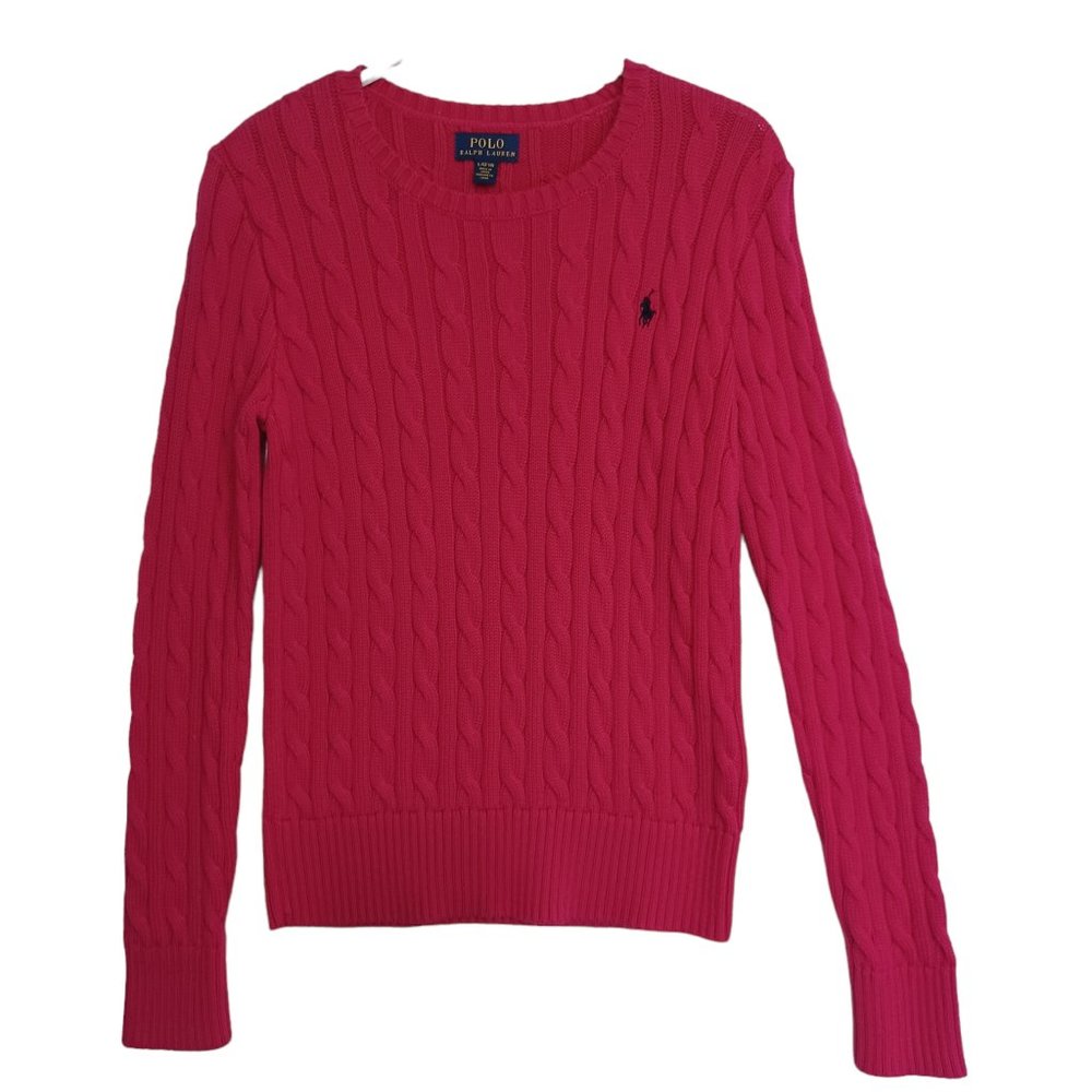 Polo Ralph Lauren Pullover Sweater w Logo Cable Knit GIRLS Size Large